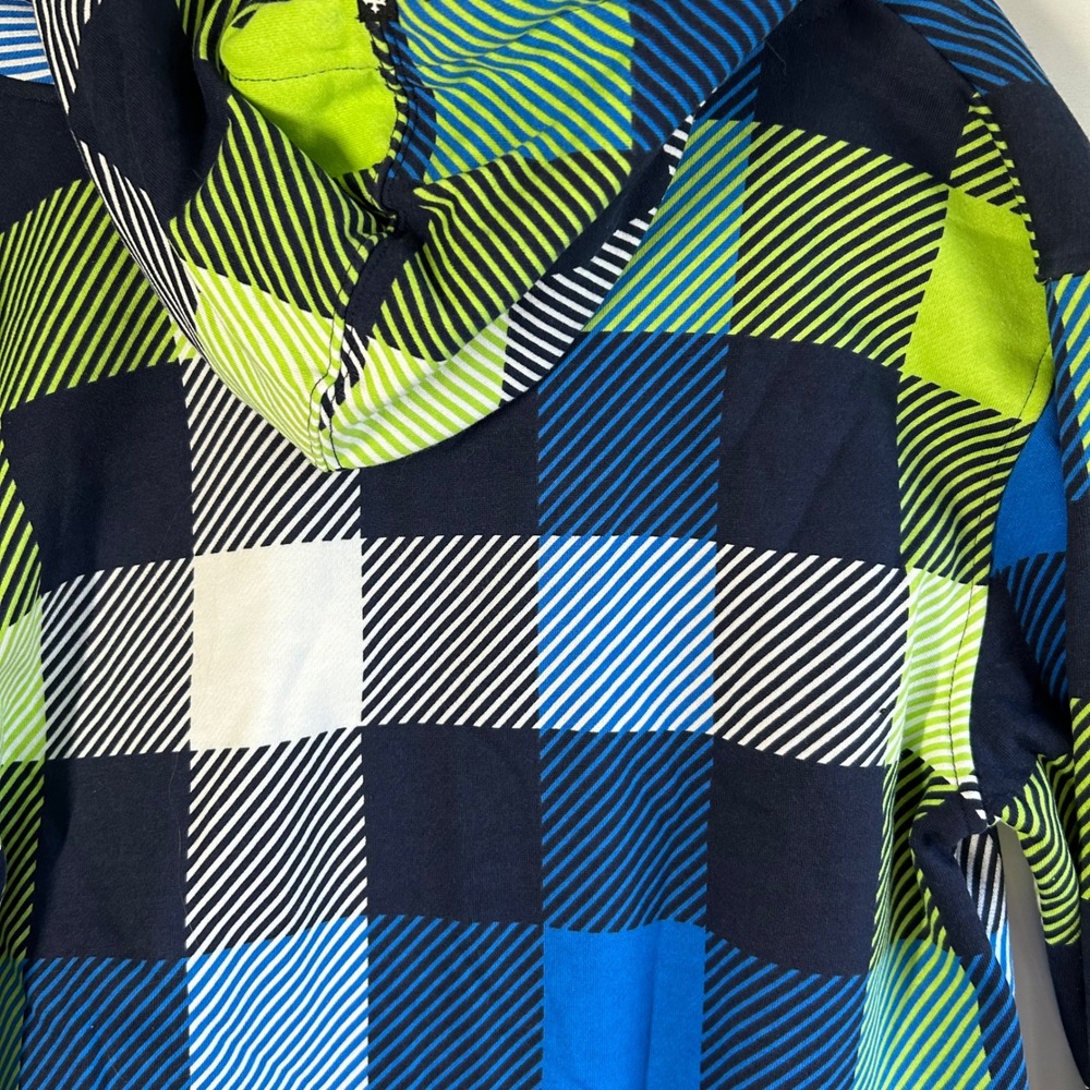 Zoo York Mens Plaid Full Zip Hoodie Sharp Green Navy Blue Fleece Lined Large NEW - Picture 8 of 11
